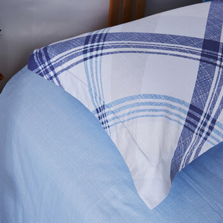 梦洁家纺 MEE 床上用品 纯棉条纹格子四件套 床单被套 晴空物语 1.8m床 220*240cm