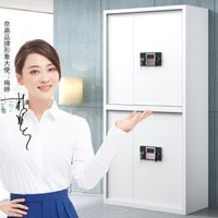 奈高NG保密柜文件柜双保险铁皮柜办公资料柜电子密码锁档案柜钢制防盗柜灰白通双节不带斗款