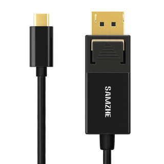 SAMZHE 山泽 Type-C转DP转换器线转DisplayPort线USB-C扩展坞电视转接头投屏线4K高清苹果Mac接显示器 黑色 1.2米