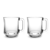 DURALEX/多莱斯 玻璃杯茶杯办公马克杯透明耐热泡茶杯 玻璃牛奶杯微波炉可用 透明色2只装 4018A