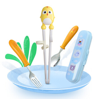 优贝迪 儿童筷子训练筷学习筷宝宝练习筷婴儿吃饭餐具套装 小黄鸡