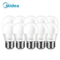 美的(Midea) LED节能灯泡 球泡 3W E27大螺口 3000K 暖色光源 暖白色 十只装