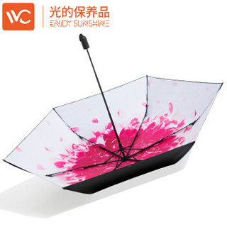 韩国VVC CM00091太阳伞女防紫外线雨伞双层折叠遮阳伞防晒晴雨两用伞 花朵红