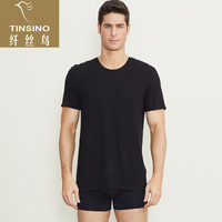 纤丝鸟TINSINO竹棉男士半袖衫春夏圆领速干网眼亲肤透气运动T恤单条装 黑色 L(175/100)