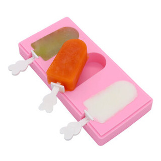 极度空间 冰棍模具 家用雪糕模具 自制硅胶蛋糕模具制冰盒自制冷饮模具卡通带盖家 冰淇淋模具 粉色LY-17