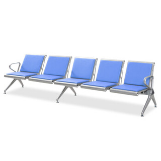 欧宝美机场椅候车椅连排坐椅医院候诊椅输液椅五人位蓝色皮座椅
