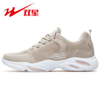 Double Star 双星 秋季男士跑步鞋老爹鞋百搭飞织透气休闲运动鞋 982212 米色 39