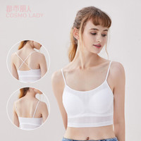 都市丽人吊带内衣女19新品无钢圈薄面杯网纱带杯背心文胸2V9300 白色 L