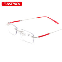 Funsonca 防蓝光高清舒适无框超轻时尚显年轻通用老花镜老花眼镜 6111 富贵红200度