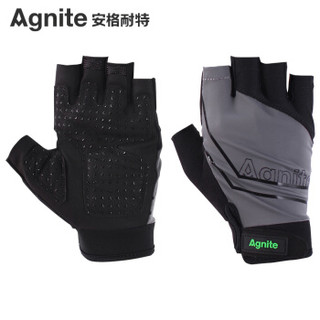 安格耐特（Agnite） F5126健身手套男女哑铃器械护腕 力量训练半指颗粒防滑透气防滑护掌运动手套 黑色M