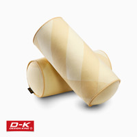 D-K  汽车头枕 中空棉圆筒型颈枕护颈枕纯棉面料 车用颈枕 对装 头靠枕格子米色