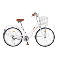 邦德·富士达 BATTLE 24寸自行车学生女式轻便通勤车复古淑女单车买菜车 T100 白色