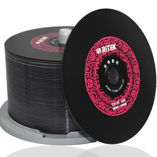 RITEK 铼德 台产中国红黑胶音乐盘 CD-R 52速700M 空白光盘/光碟/刻录盘 桶装50片