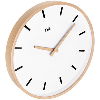 TXL挂钟 客厅钟表实木钟静音时尚现代个性卧室时钟 14英寸简欧线条