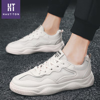 Haut Ton 皓顿 男士休闲小白鞋子潮流时尚舒适系带平底 9391YD208 米白色 44码