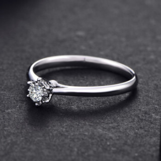 商品赛菲尔 钻石戒指女款 白色18k金女戒镶钻 溢彩系列六爪显钻钻戒