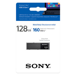 索尼（SONY）128GB U盘 USB3.1 高速铝合金 金属U盘 黑色 读速160MB/s 手机U盘 多用车载优盘