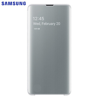 三星（SAMSUNG）S10+原装镜面保护套 保护壳 G9750手机 智能手机套 翻盖式 全包防摔 白色