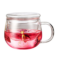 富光FGA茶水分离玻璃杯办公过滤花茶杯家用透明带把泡茶杯水杯子 暹罗-350ML（DCB181002-350）