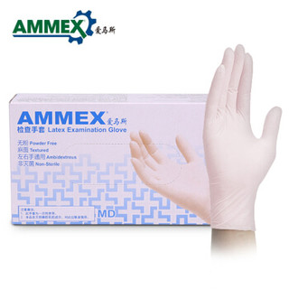 爱马斯（AMMEX）TLFCMDi44100一次性使用医用橡胶检查手套 (标准型）中号  1箱（10盒/箱）