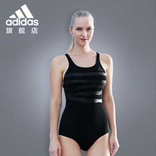 阿迪达斯 adidas 女士泳衣日常训练高弹抗氯舒适柔软亲肤剪裁时尚 CV5694 黑色 A/XL