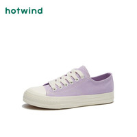 热风HotwindH14W9505学院风女士系带休闲帆布鞋 11紫色 38
