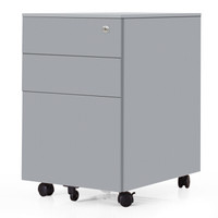 中伟活动柜钢制桌下柜挂劳柜三抽柜文件柜资料柜侧拉手灰色款