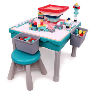 铭塔儿童积木桌子玩具 男女孩3-6-7-8岁塑料拼插装游戏桌餐椅 多功能学习桌-PLUS会员店