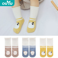 欧育婴儿袜子春秋新生儿袜子0-3-12个月宝宝中长筒松口婴儿袜B1010 卡通三双装L