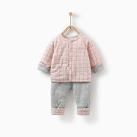童泰秋冬婴儿对开棉套装3-18个月 T93D1163 粉色 80