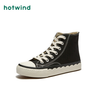 热风 Hotwind H14W9715女士帆布鞋 01黑色 37