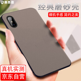 赛恳徳  iPhone X/iPhone XS手机套 磨砂硅胶软壳/全包外壳防摔壳 商务格调 黑色