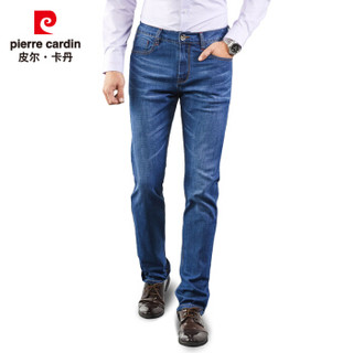 皮尔卡丹pierre cardin 牛仔裤男水洗修身弹力舒适时尚休闲直筒长裤子P1902中蓝33码(2.6尺)