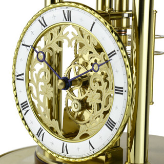 赫姆勒(Hermle)德国原装欧式复古星座木质底座水晶玻璃金色齿轮座钟22836