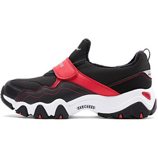 斯凯奇（Skechers）女童加绒加厚熊猫鞋运动鞋魔术贴 664095L 黑色/红色 32