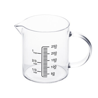 展艺250ml玻璃量杯防炸裂耐高温带嘴带刻度带手柄水杯家用烘焙工具