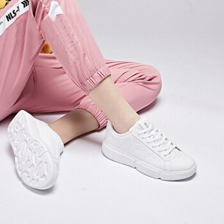乔丹 板鞋女厚底增高粉色运动鞋女休闲鞋小白鞋 XM2690506 白色/海贝粉 37.5