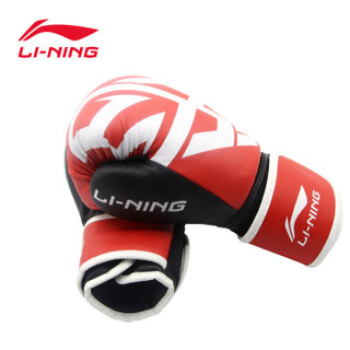 李宁 LI-NING 透气型拳击手套 成人散打搏击手套 男女训练比赛手套打沙包拳套LXWL072-2红白 10oz