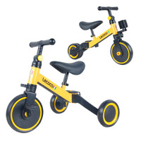 乐卡（Lecoco）变形儿童车 儿童三轮车滑步车 骑滑两用儿童车 炫酷黄