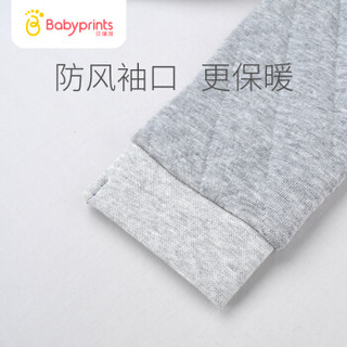 贝瑞加Babyprints 婴儿衣服新生儿宝宝连体衣秋冬装夹棉保暖加厚纯棉面料婴幼儿爬服 蓝 66（3-6个月）