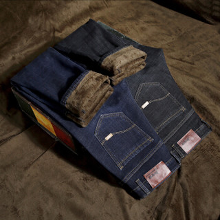 金盾（KIN DON）牛仔裤 新款男士时尚加绒保暖牛仔裤021蓝色加绒33