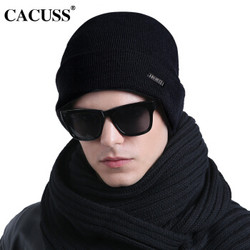 CACUSS Z0256 秋冬纯棉针织毛线帽子韩版保暖男女百搭 黑色 均码
