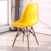 百思宜 现代简约书桌椅家用餐厅靠背椅电脑椅凳子实木北欧餐椅 伊姆斯椅 黄色