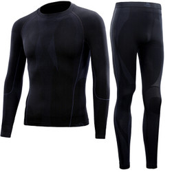 PELLIOT 伯希和 户外运动保暖功能排汗内衣男女套装1855 男黑色XL