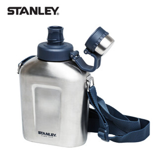 STANLEY探险系列不锈钢户外水壶 1升- 不锈钢色（运动水壶户外大容量水杯便携防漏登山行军壶）