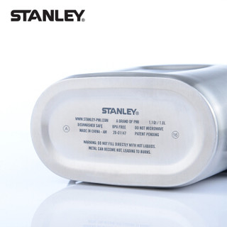 STANLEY探险系列不锈钢户外水壶 1升- 不锈钢色（运动水壶户外大容量水杯便携防漏登山行军壶）