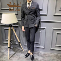 金盾 KIN DON 西服套装男士2019新款男士商务修身正装西装418-TZ1908三件套（深灰） 4XL西服+5XL马甲+37西裤