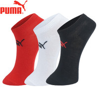 PUMA彪马袜子男士基本船袜3双装 红白黑 均码