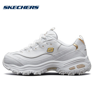 SKECHERS 斯凯奇 运动休闲鞋 D'LITES系列时尚绑带厚底增高11931 白色/金色/WGD 37