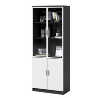 奈高NG木质书柜板式隔断储物柜落地资料文件柜简约带锁带玻璃办公柜两门